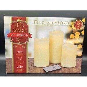 Elegant Fitz and Floyd LED Candle Set - Real Wax Remote Control Flickering Light